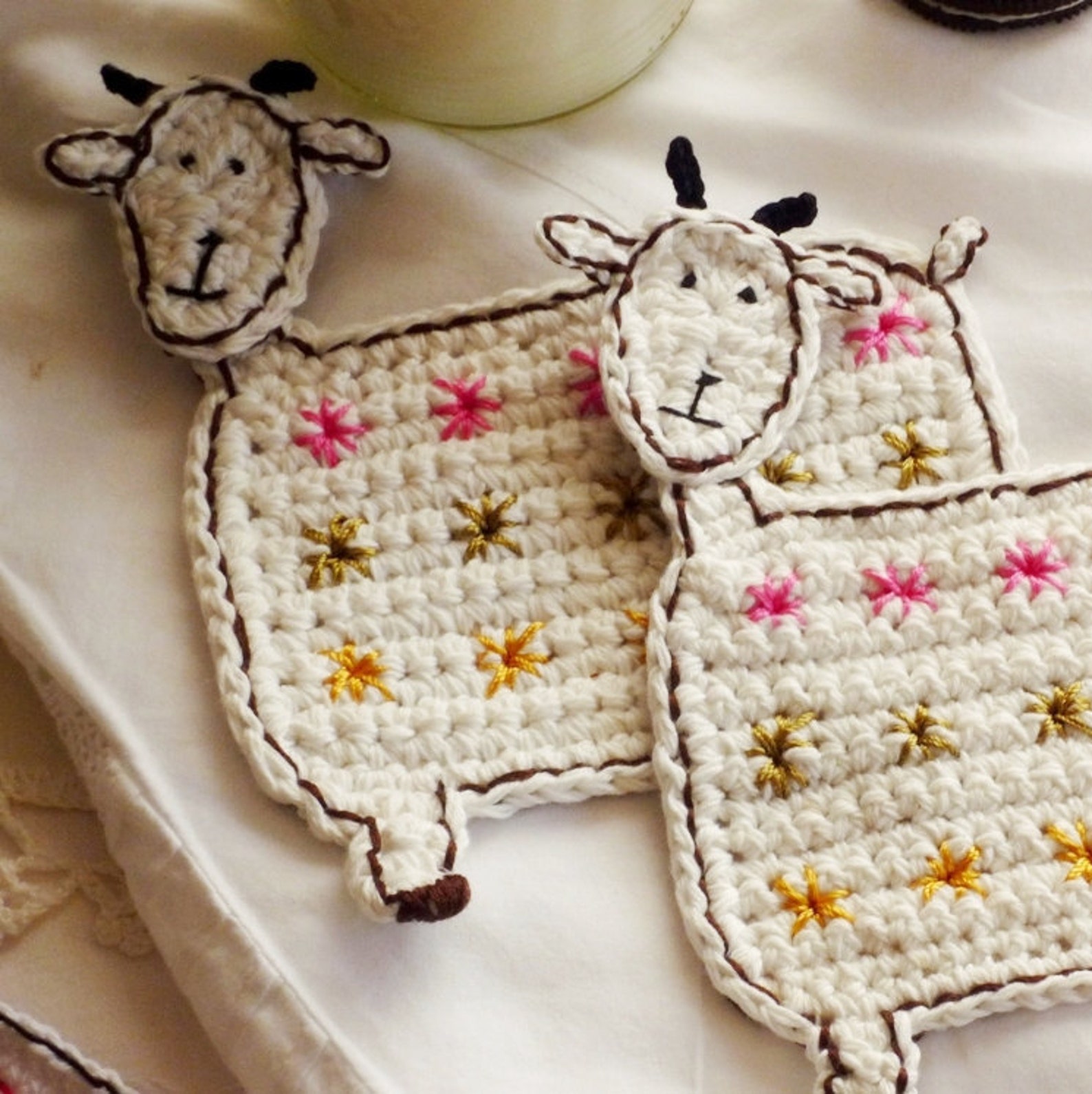 Goat Animal Crochet Coasters Farmhouse Coasters Farm Table Etsy