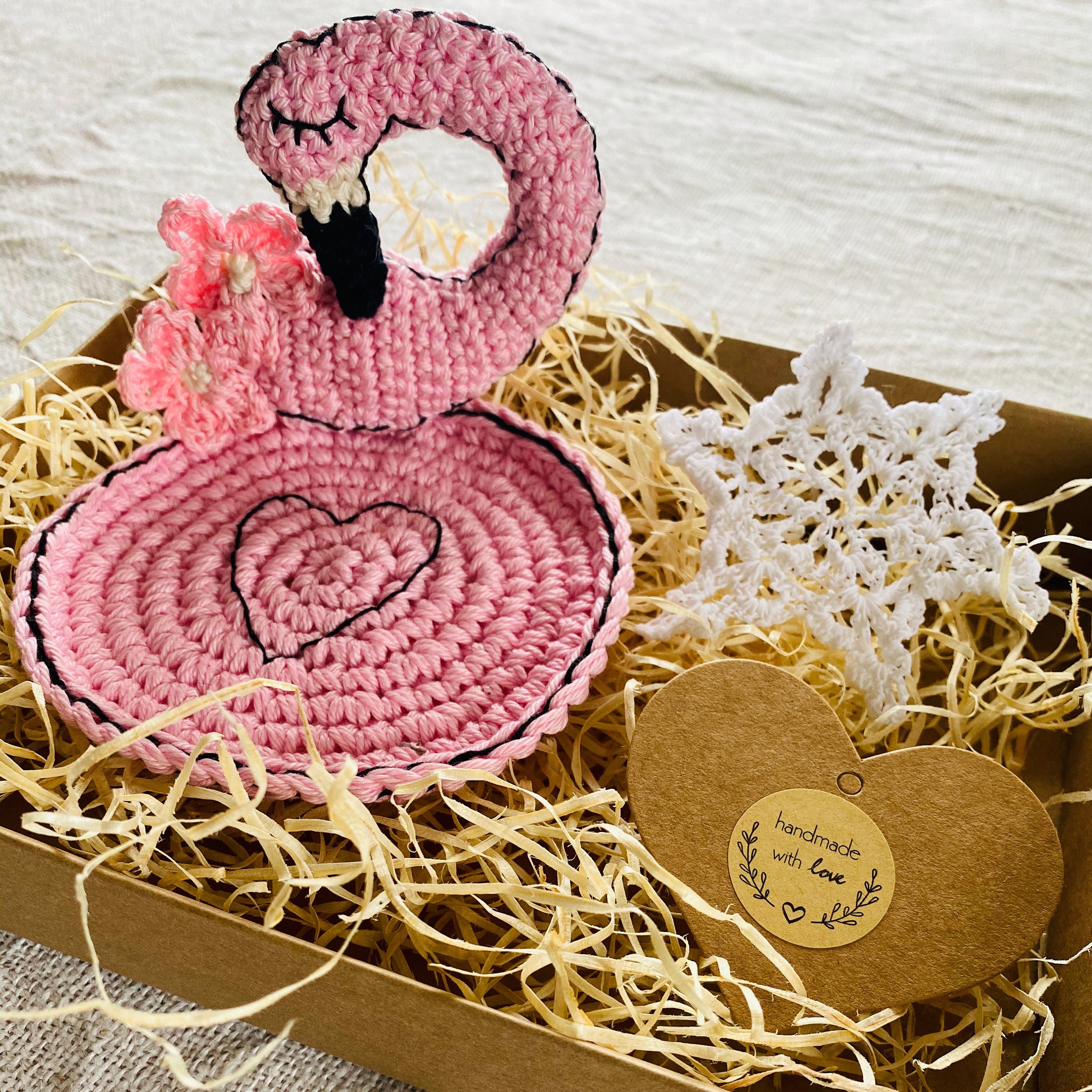 Pink Tropical Flamingo Crochet Coaster Bird Coaster Nature Etsy
