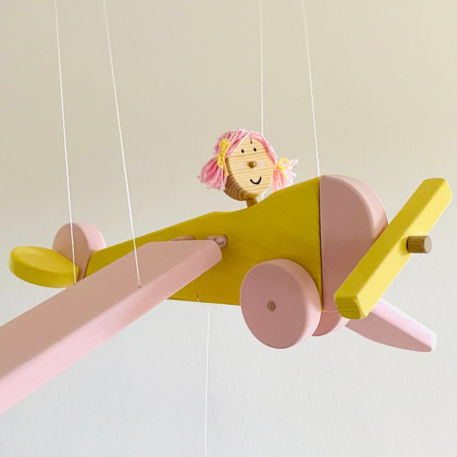 Pink Flying Airplane Nursery Mobile: Eco-friendly Wooden Toy - Etsy