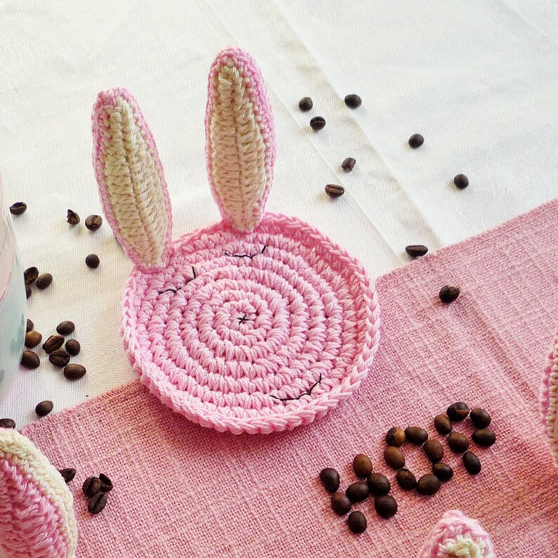 Crochet Bunny Pattern Rabbit Coaster Pattern Etsy