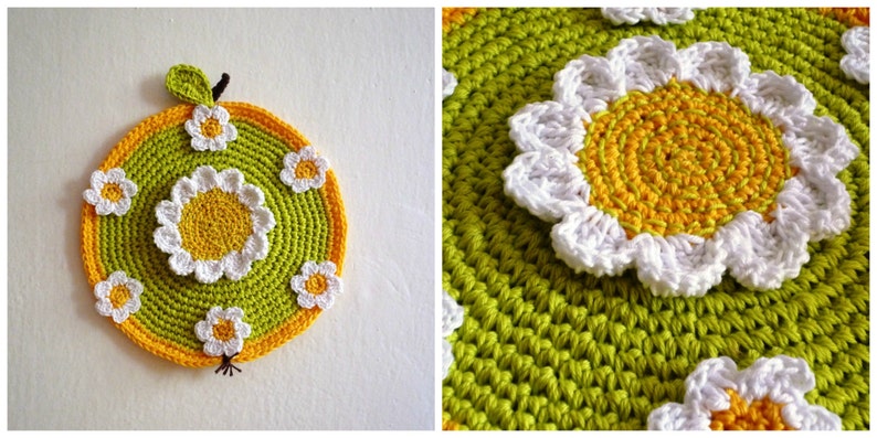 Crochet Hot Pad Gift for Her Crochet Pot Holder Country Decor Gift for Mom Apple Pot Holder Apple Hot Pad Gift for Grandma