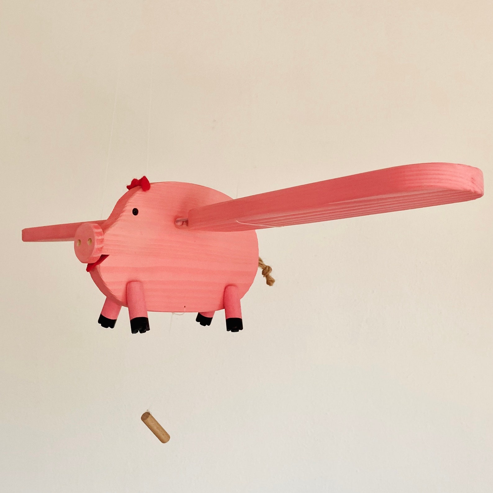 Pink Pig Wooden Baby Mobile Nursery Crib Mobile Pig Etsy