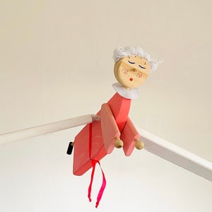 Flying Pink Angel Wooden Mobile Toy Baby Girl Nursery Kids Room Decor Baby Shower Gift image 3