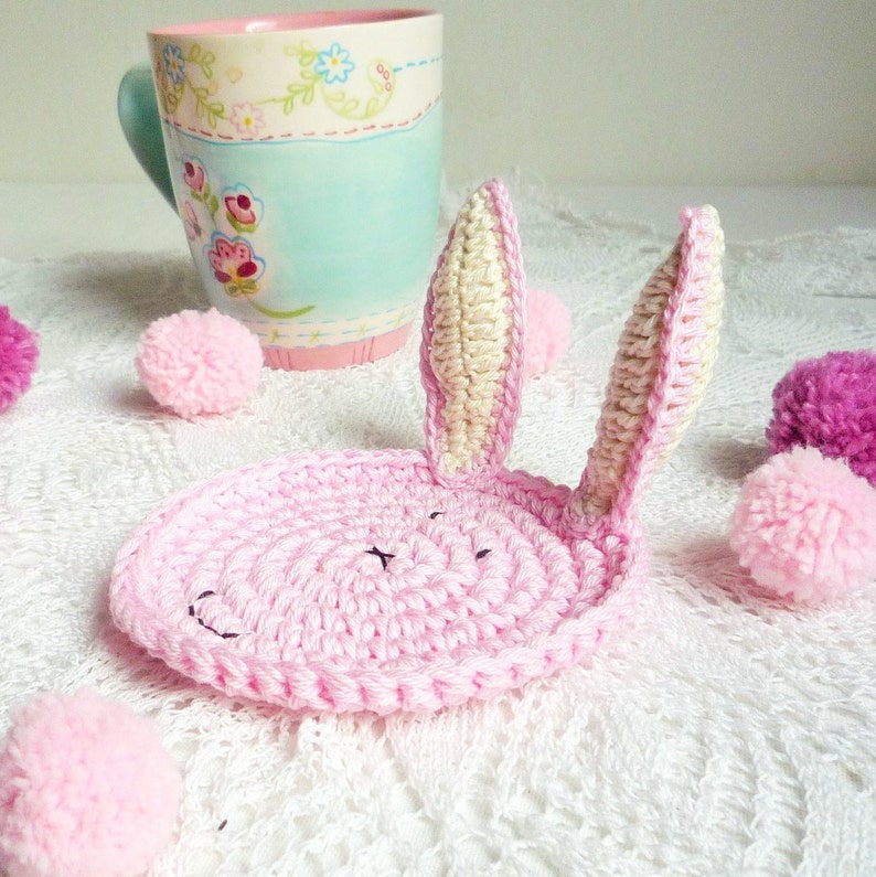Crochet Bunny Pattern Rabbit Coaster Pattern | Etsy