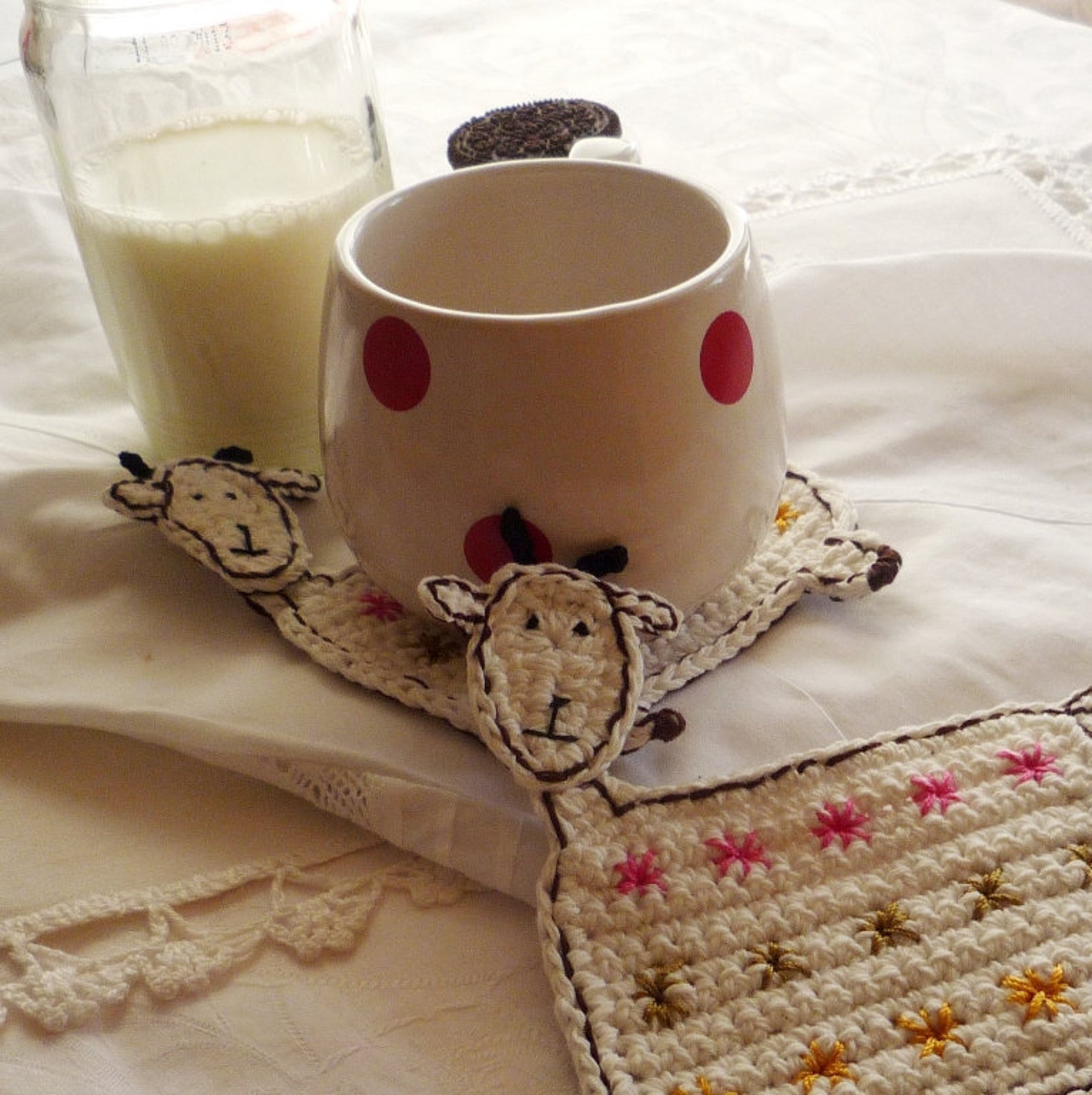 Goat Animal Crochet Coasters Farmhouse Coasters Farm Table Etsy