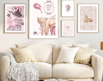 Coquette Wall Art, Coquette Room Decor, Vintage Coquette, College Room Decor, Coquette Prints, Trendy Wall Art, Feminine Art Prints