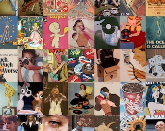150 PCS | Vintage Poster Collage Kit | Retro Aesthetic Photo Collage | Indie Retro Wall Poster Collage | Colorful Aesthetic Photo Collage