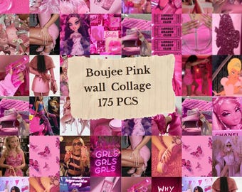 Hot Pink Baddie Aesthetic Collage Kit, Boujee Room Decor (175 PCS) (Digital Prints)