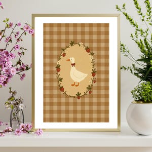 Vintage Goose Printable Wall Art, Duck Nursery Print, Baby Girl Room Decor, Cottagecore Nursery Decor, Coquette Goose Wall Art, Goose Poster