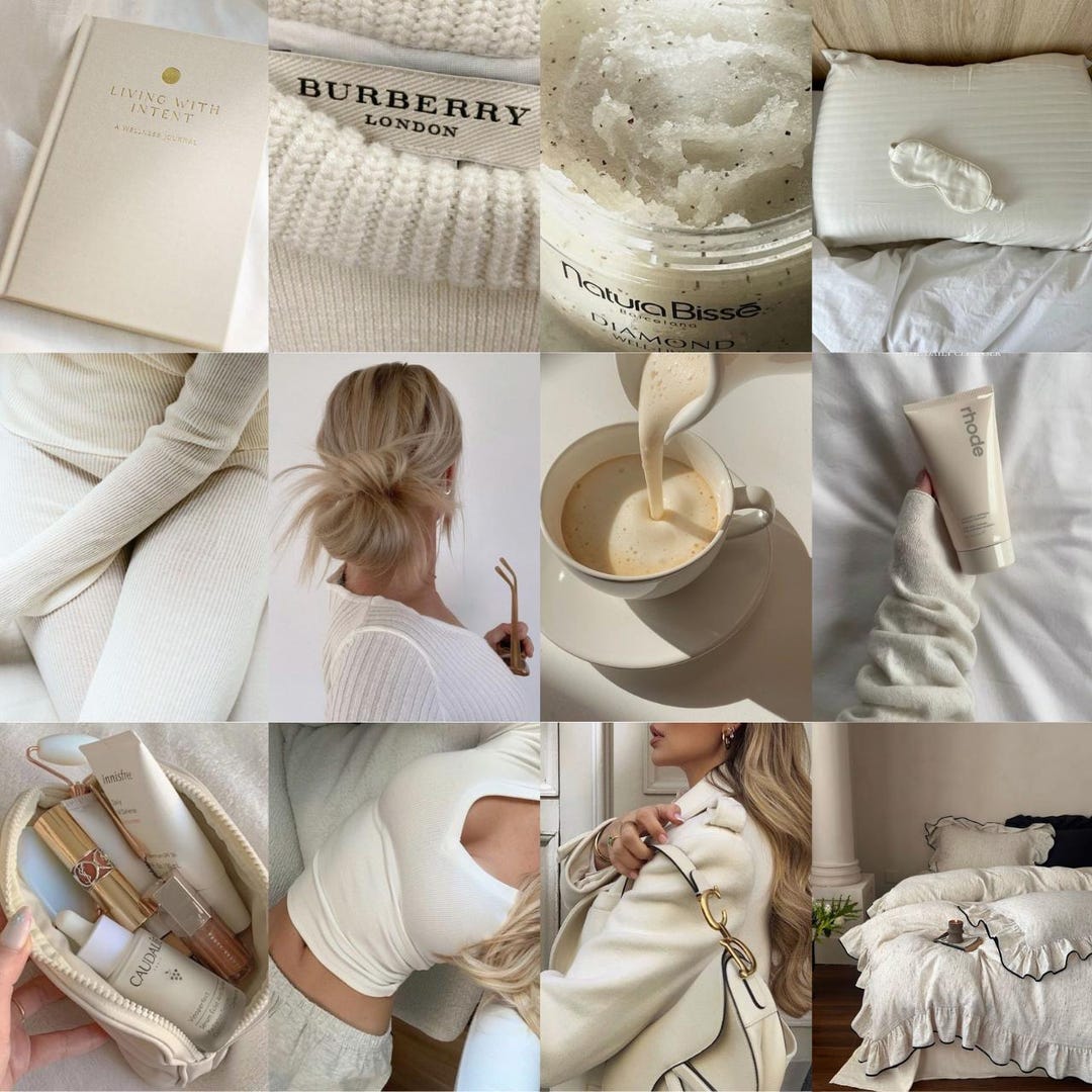 White Aesthetic Photo Collage Kit | Minimalist Room Decor (digital ...