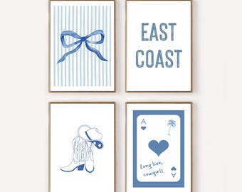 Coastal Cowgirl Aesthetic wall art, Coquette coastal wall prints, Coastal Grandma Decor, Preppy, Coastal room decor, Coastal Posters