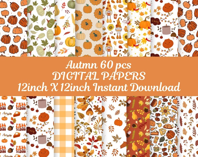 Autumn Florals Printable Paper Bundle Seamless Fall Junk Journal ...