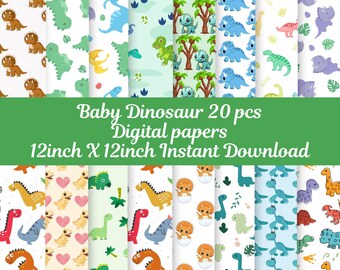 Carta digitale dinosauri, 20 design unici (12 x 12 pollici)