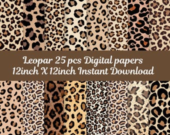 Leopard Print Digital Paper, Leopard Seamless Pattern, cheetah seamless file, Brown Fashion Surface Patterns, Fabric Designer Paper