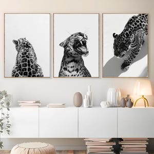 Conjunto de 3 impressões vintage, estampa de leopardo neutro, chita, 8 bolas, sorte, galeria de arte de parede da moda, decoração de casa luxuosa, chique e elegante, download digital