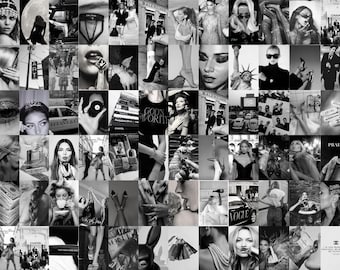 Black and White Boujee Wall Collage Kit, Fashion Prints (Digital Download)