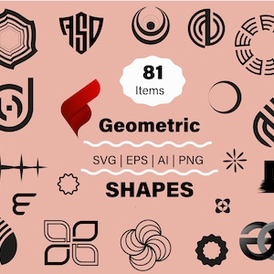 81 Geometric Shape SVGs - Abstract Shapes, Modern Frames, Logo Design, Circle & Minimalist Vectors, Abstract Design Elements