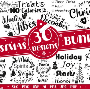 30 Christmas SVG Bundle, Santa SVG, Christmas Bundle, Merry Christmas,Funny Christmas Shirt,Cut File Cricut,Winter svg, Holiday Shirt Saying