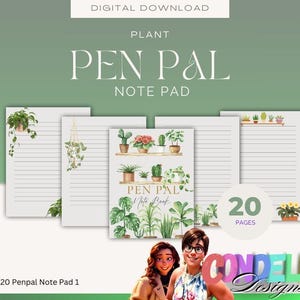 Bloco de notas com tema de plantas – Papelaria fofa para impressão para cartas e notas