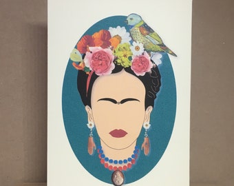 Greeting card - inspired by Frida kahlo - can frame for wall art - artwork by Betty Shek