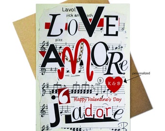 Personalized - Happy Valentine's Day / Happy Mother's Day - Greeting card - LOVE Jadore Amore