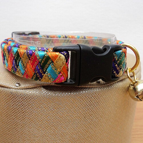 Designer Cat Collars With a Colourful Harlequin Pattern Etsy