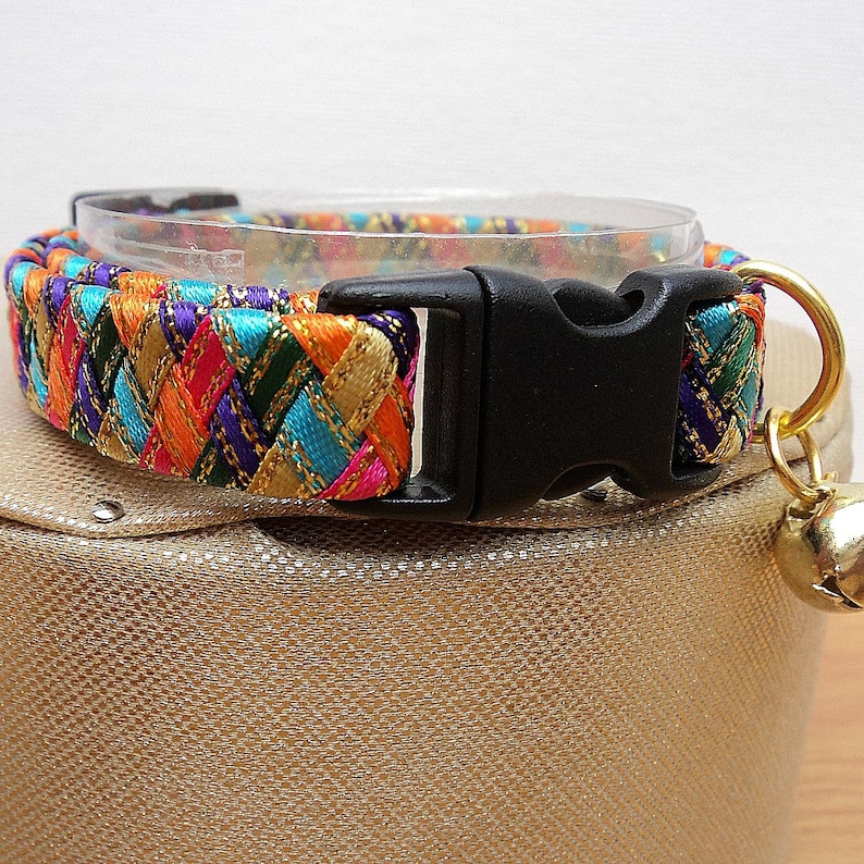 Kitten Collar / Small Cat Collar in Striking Harlequin Colours image 1