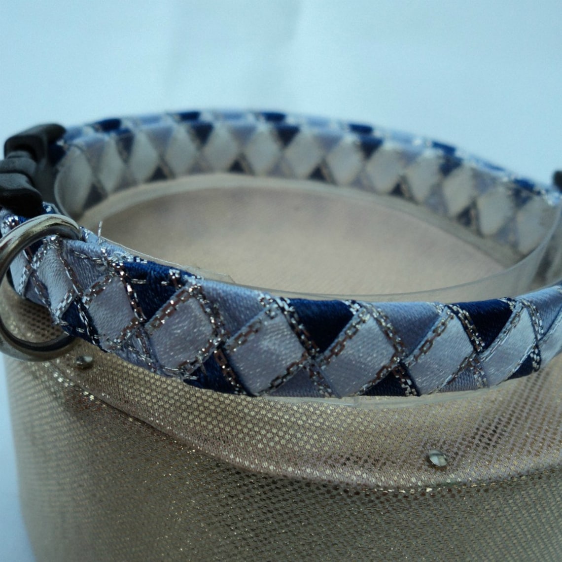 Blue Breakaway Cat Collar With White Diamonds Etsy