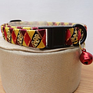 1/2" Wide Breakaway Cat Collar Gold and Red