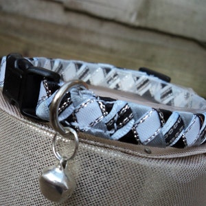 Black and Grey Breakaway Cat Collar Tartan Effect image 2