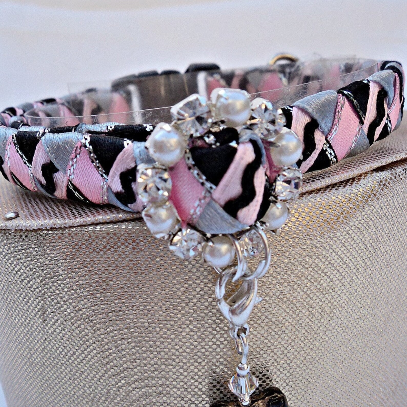 Cat Collar Pink Designer With Diamante Style Buckle Etsy