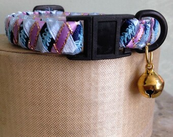 1/2" Wide Breakaway Cat Collar Lilac and Blue