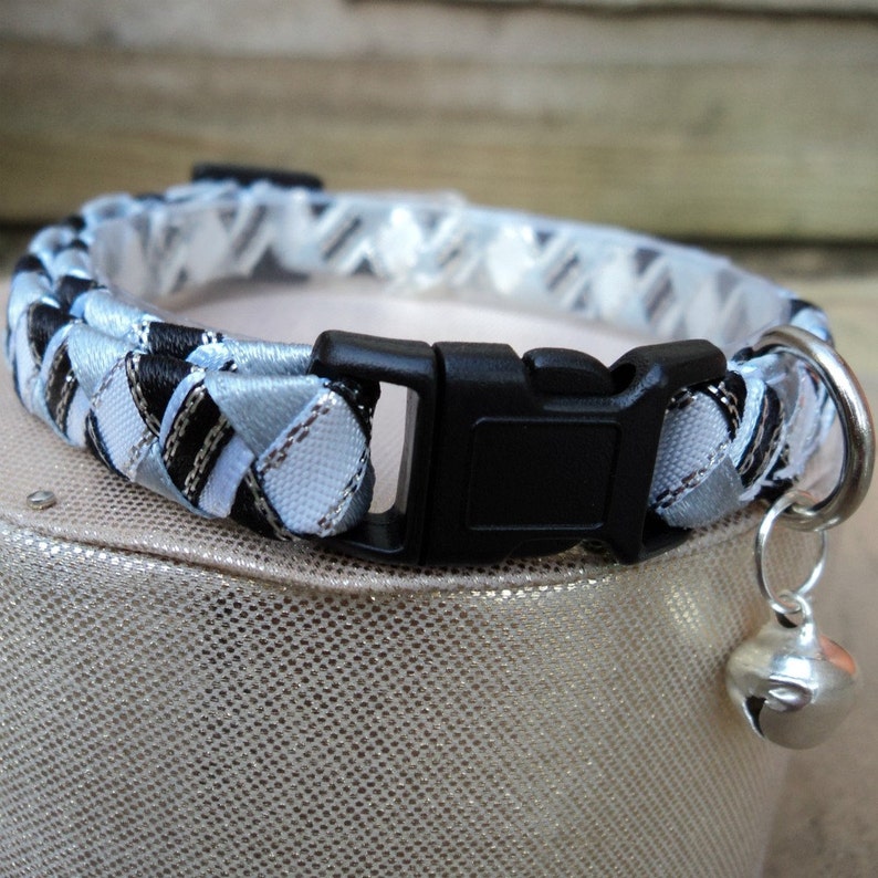 Black and Grey Breakaway Cat Collar Tartan Effect image 5