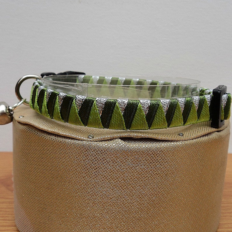 Cat Collar Breakaway in Silver and Green Etsy