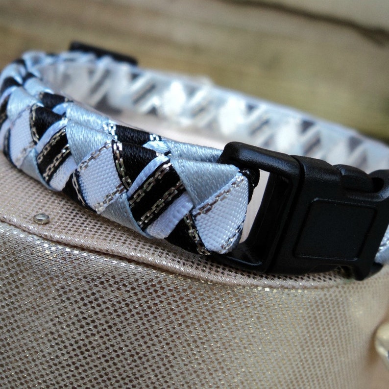 Black and Grey Breakaway Cat Collar Tartan Effect image 4