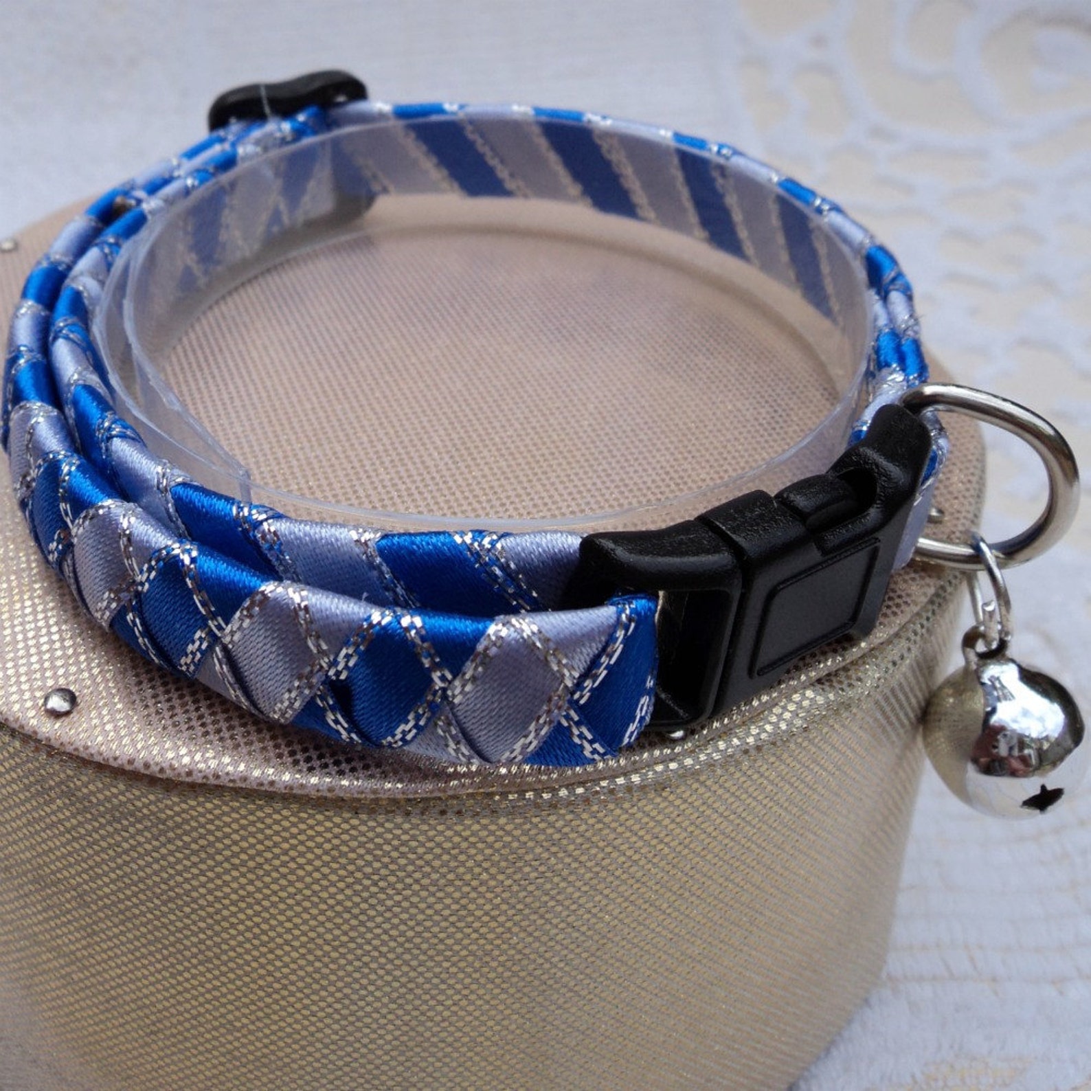 Blue Striped Breakaway Cat Collar Etsy