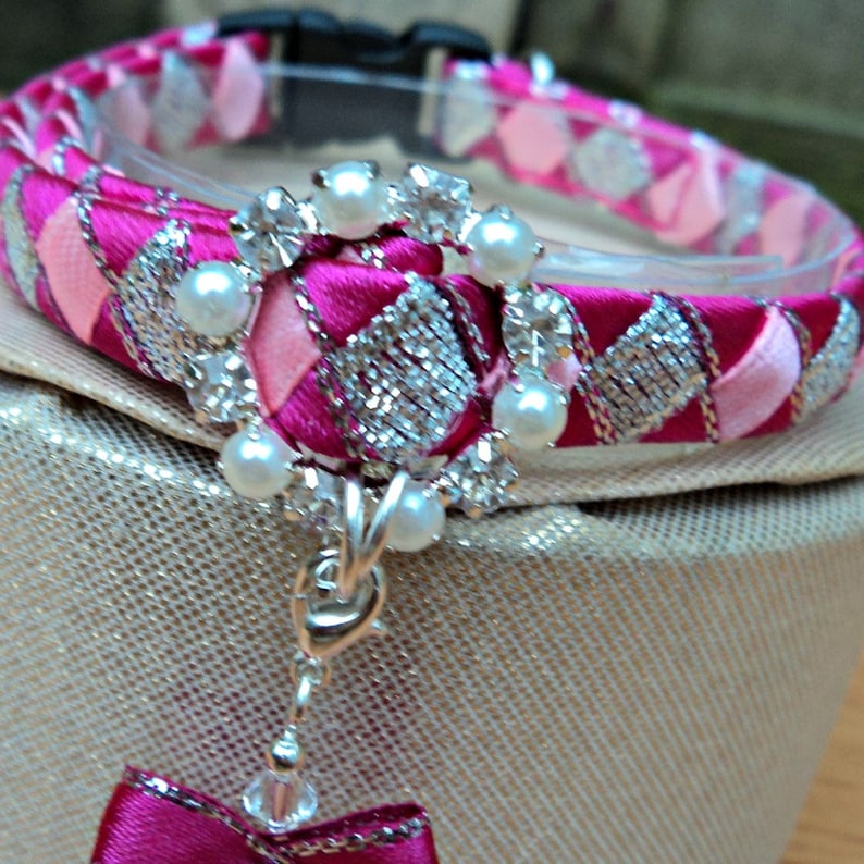 Luxury Cat Collar Breakaway in Pinks and Silver With Diamante Etsy