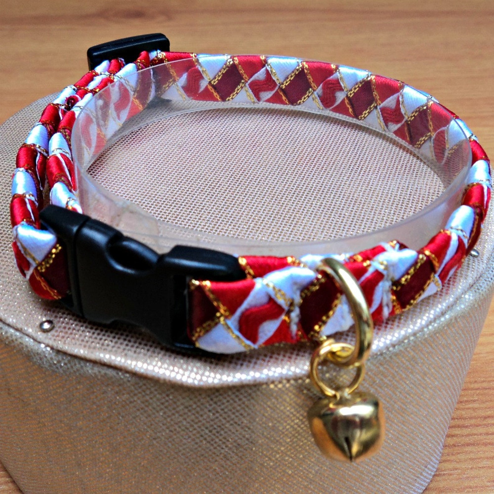 Cat Collar Designer Breakaway Red and White Etsy