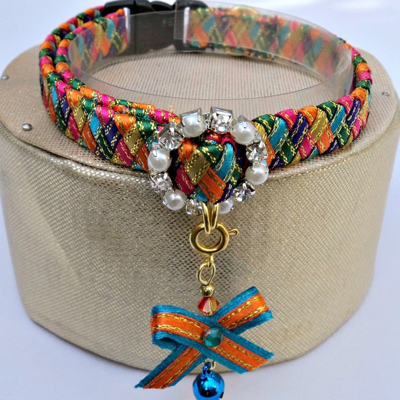 Designer Cat Collar Breakaway in Harlequin Colours Etsy