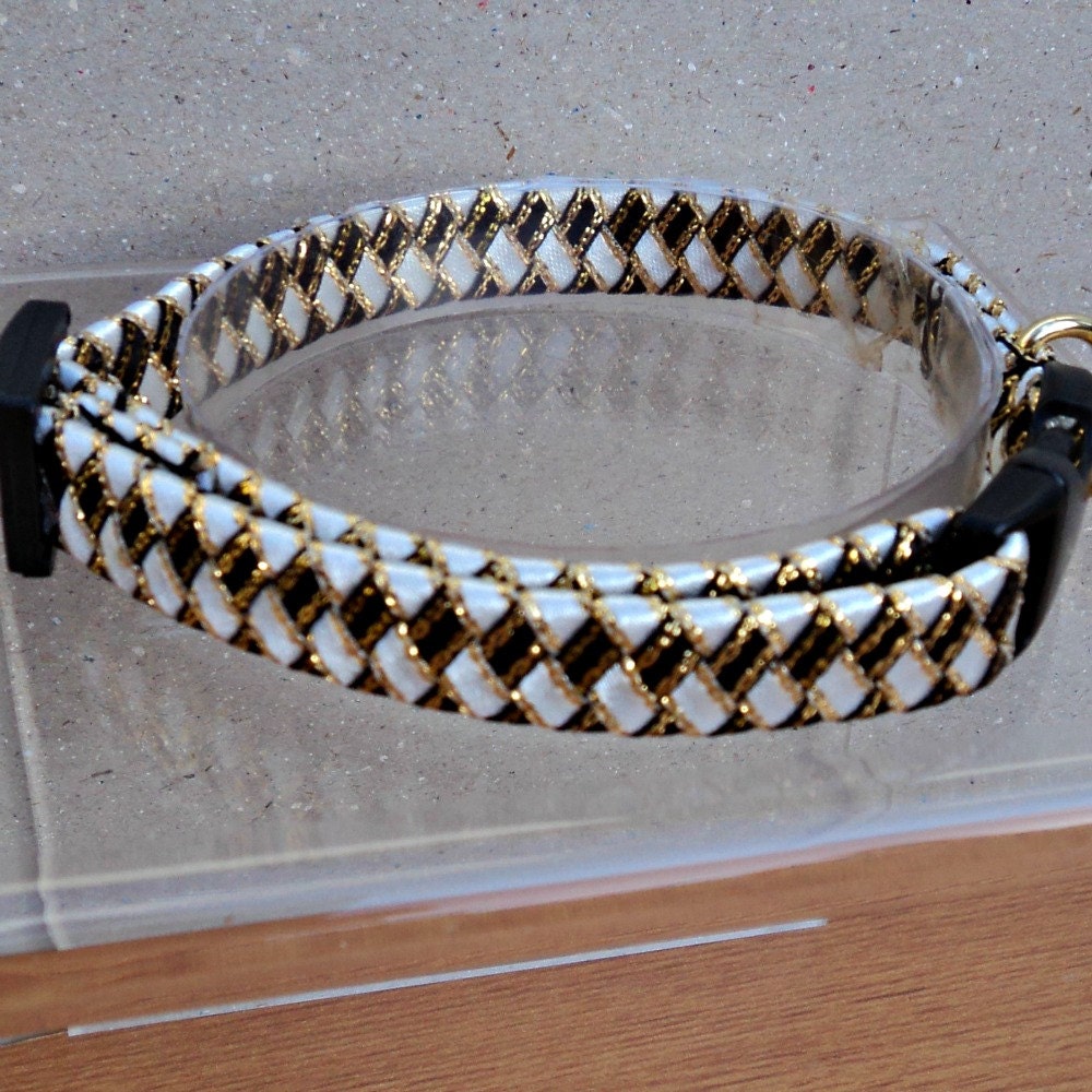 Cat Collar Breakaway in White Black and Gold Etsy