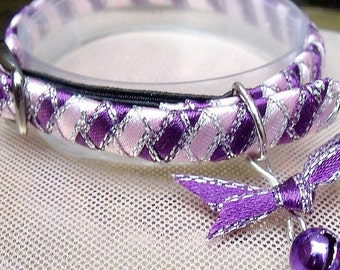 Tiny kitten collar pink and purple stripe