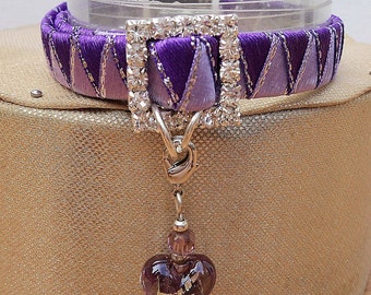 Designer Kitten Collars in Pretty Purple Braided Ribbon