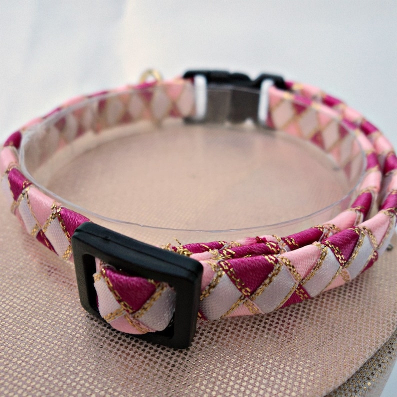 Pink Breakaway Cat Collar With White Diamonds Etsy