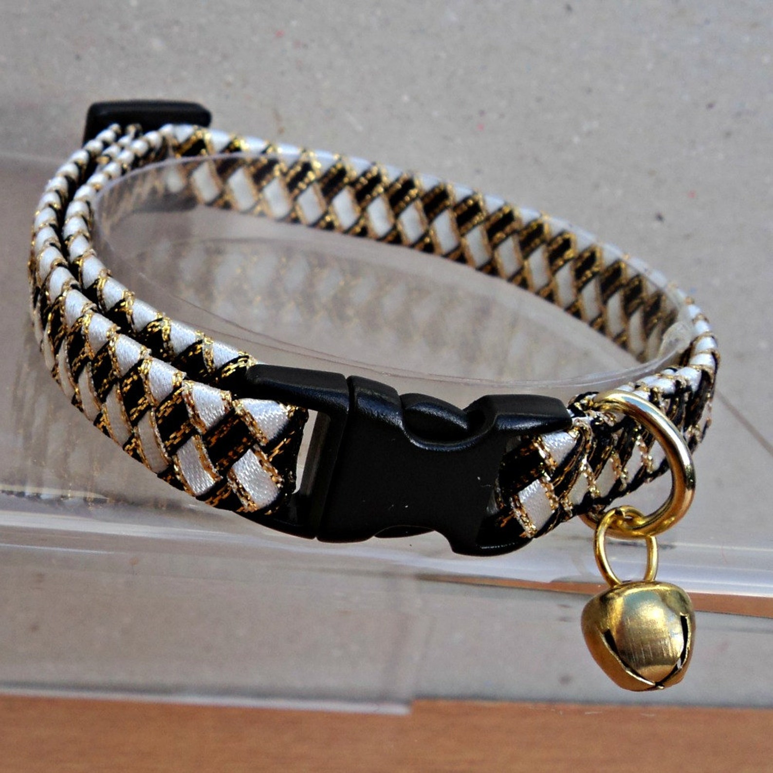 Cat Collar Breakaway in White Black and Gold Etsy