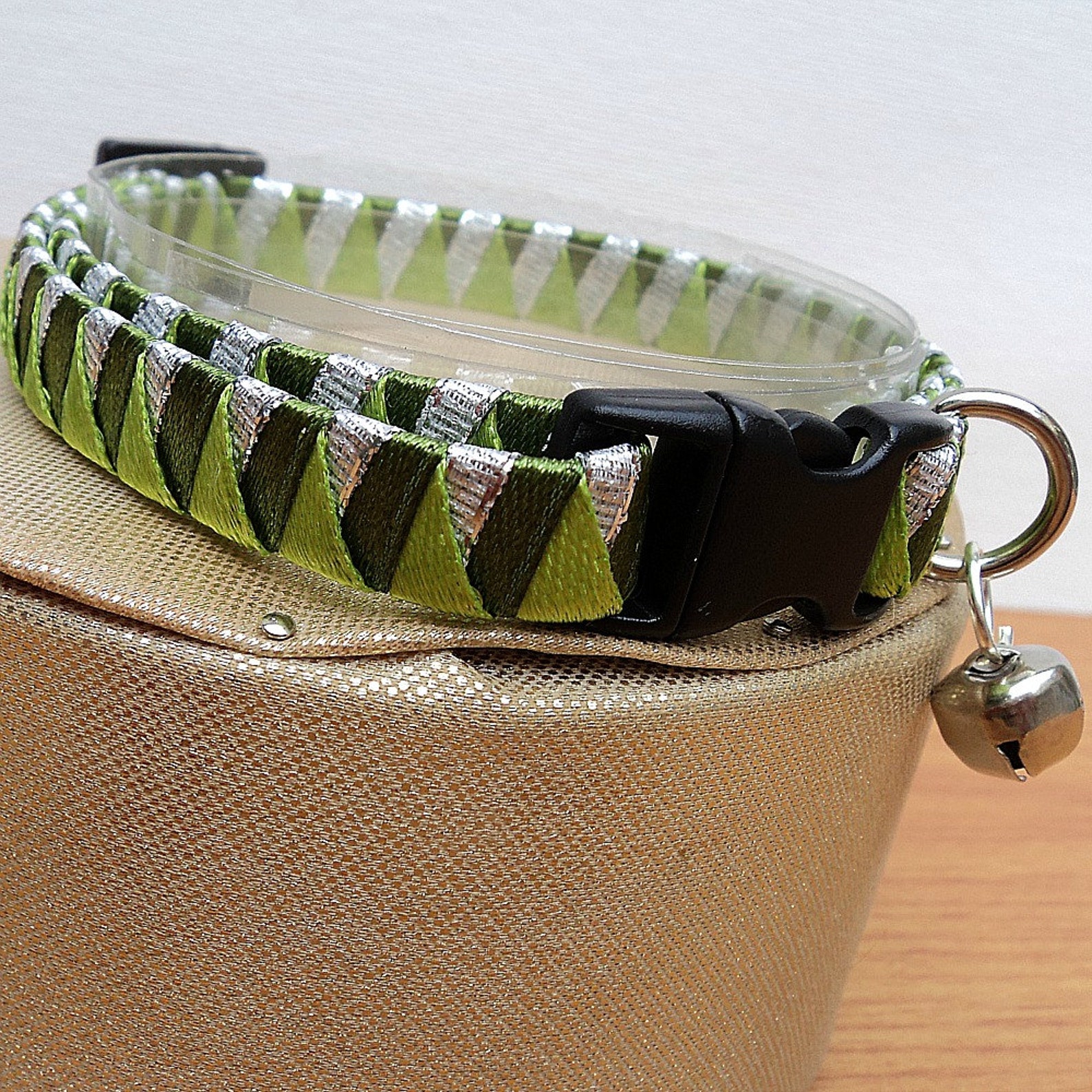 Cat Collar Breakaway in Silver and Green Etsy
