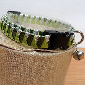 Cat Collar Breakaway in Silver and Green