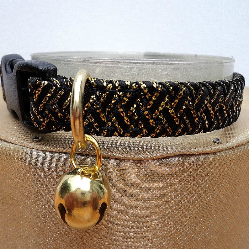 Breakaway Cat Collar Ribbon Braided in Black and Gold Etsy