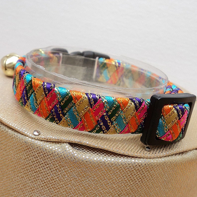 Kitten Collar / Small Cat Collar in Striking Harlequin Colours image 7