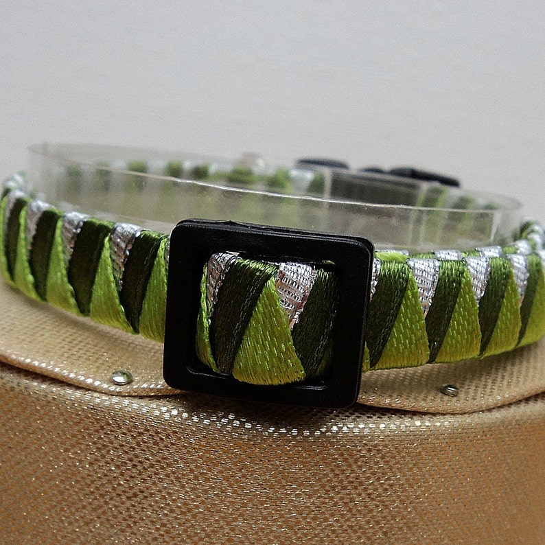 Cat Collar Breakaway in Silver and Green Etsy