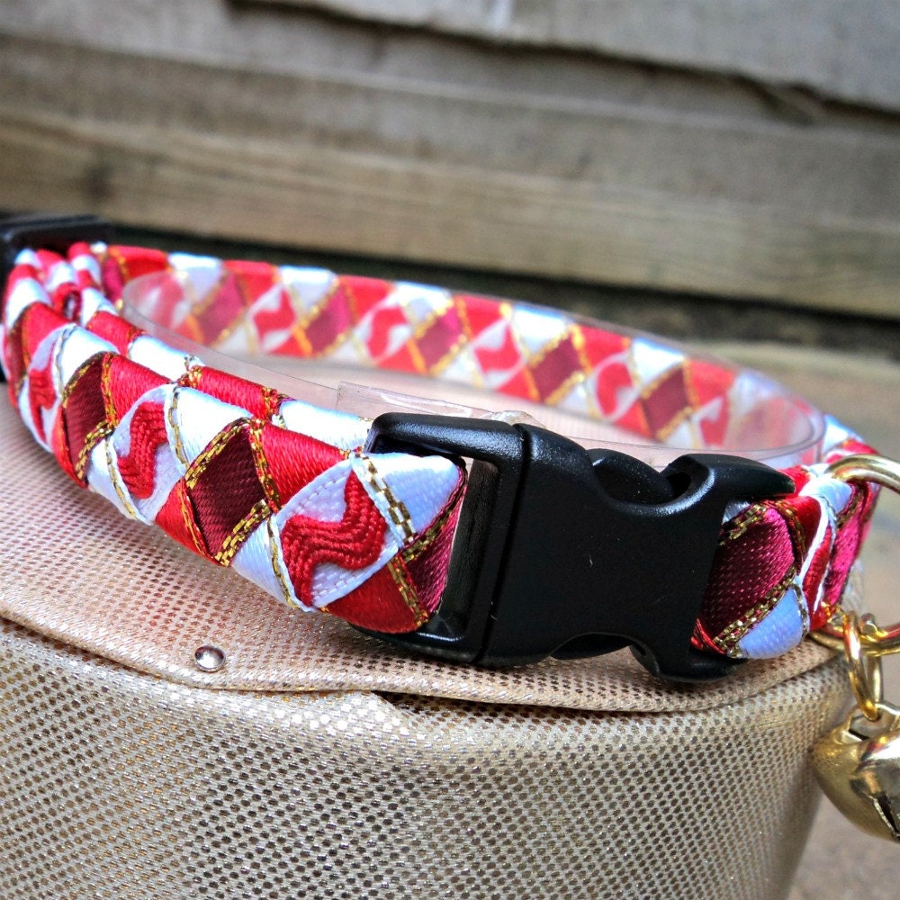 Cat Collar Designer Breakaway Red and White Etsy